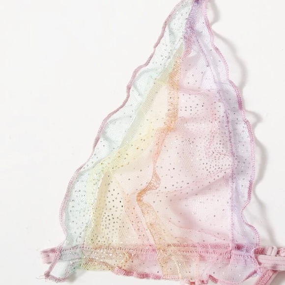 SEXY Ombre Sheer Mesh Lettuce Trim Lingerie Set *NEW* - Picture 5 of 5